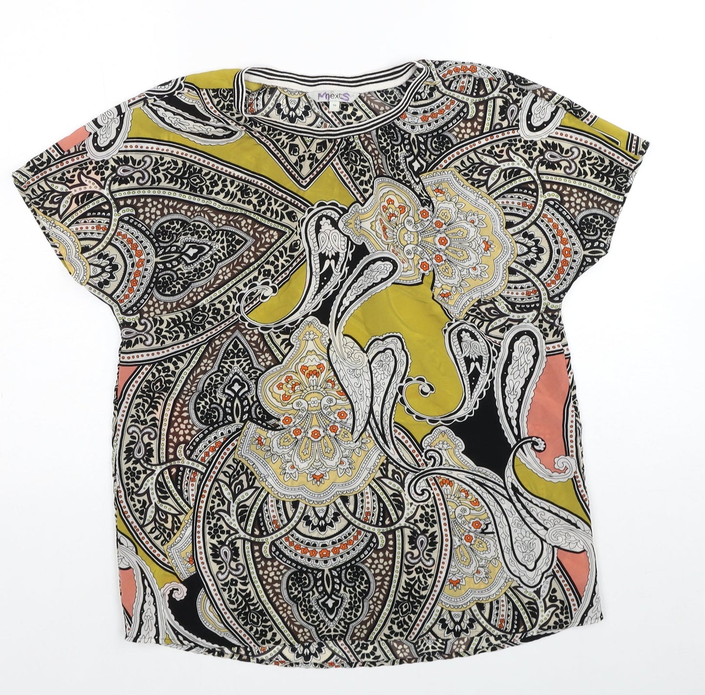 NEXT Womens Multicoloured Paisley Polyester Basic T-Shirt Size 10 Round Neck