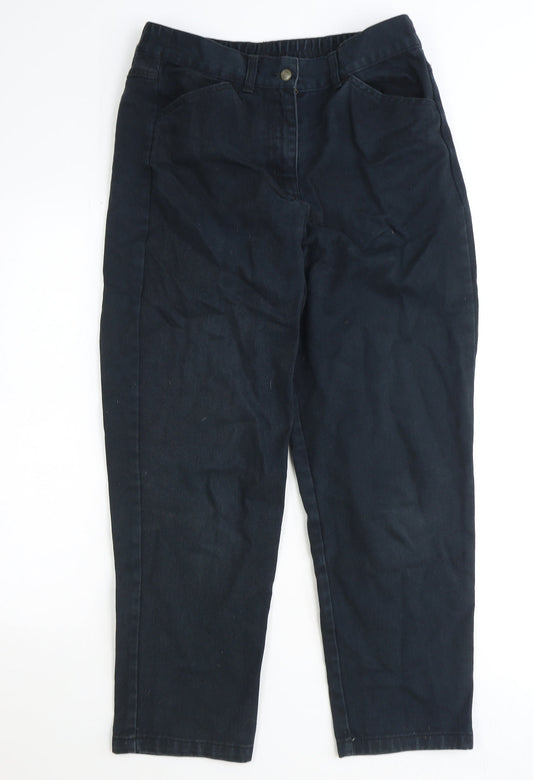 Classics Womens Black Cotton Straight Jeans Size 30 in Regular Zip