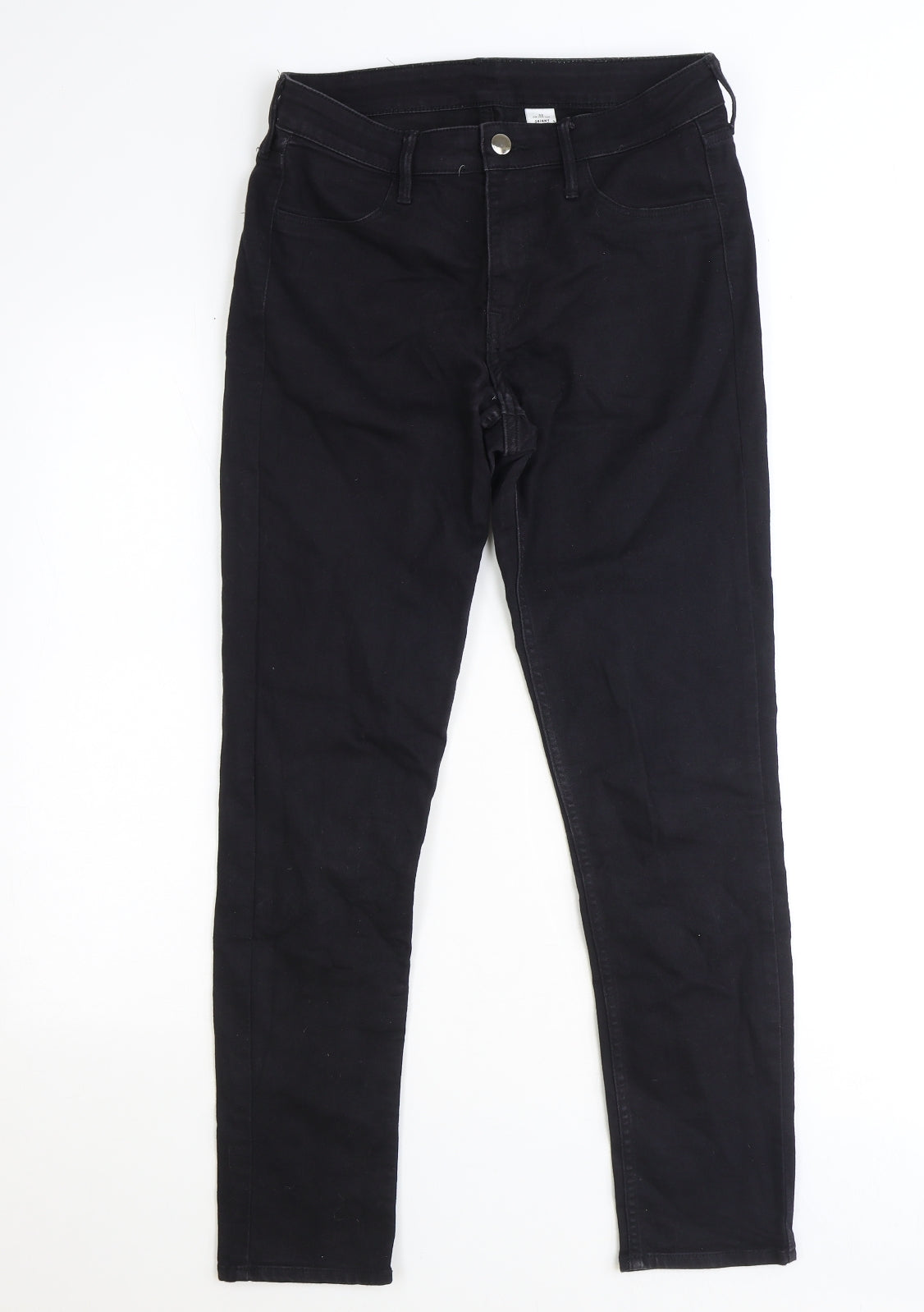 Denim Womens Black Cotton Straight Jeans Size 30 in Relaxed Zip