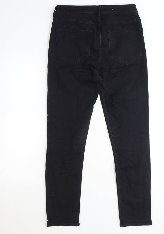 Denim Womens Black Cotton Straight Jeans Size 30 in Relaxed Zip