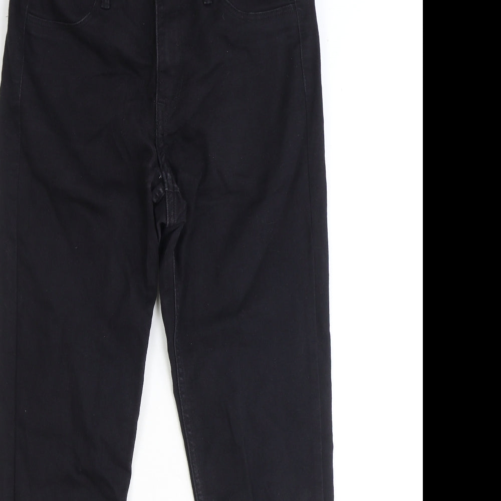 Denim Womens Black Cotton Straight Jeans Size 30 in Relaxed Zip