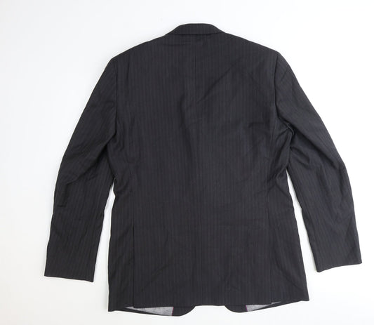 NEXT Mens Grey Striped Polyester Jacket Suit Jacket Size 42 Regular