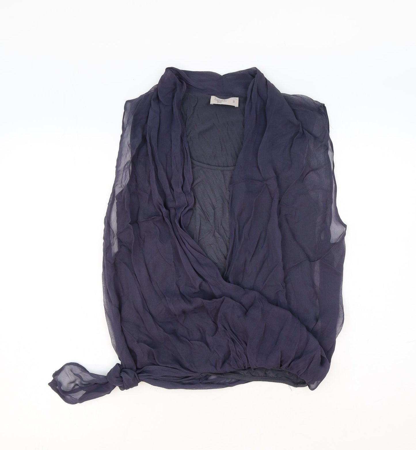 Label Lab Womens Blue Viscose Basic Blouse Size S Scoop Neck - Side Tie Detail