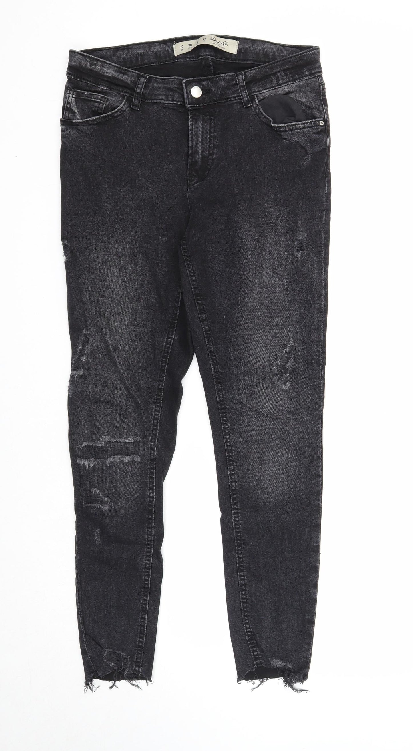 Denim & Co. Womens Black Cotton Skinny Jeans Size 10 Regular Zip
