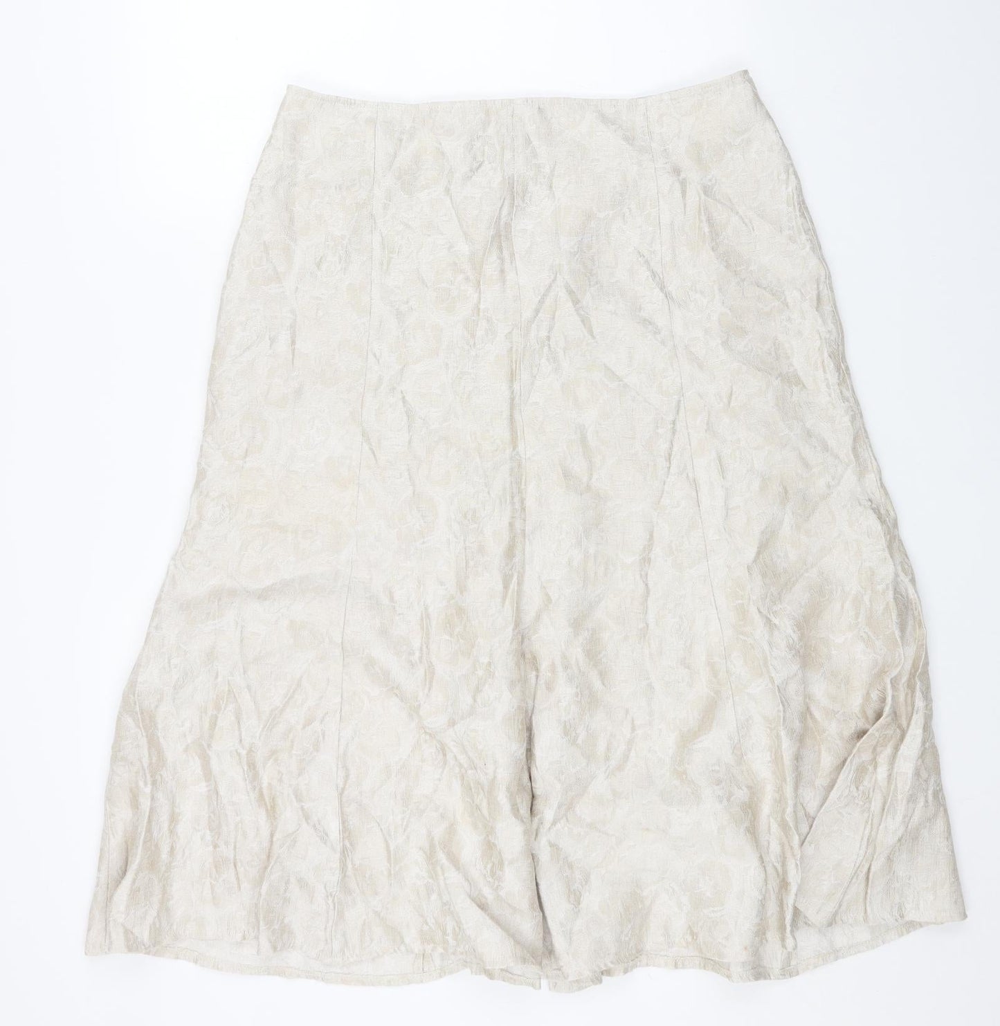 NASC Womens Beige Geometric Polyester Swing Skirt Size 16 Zip