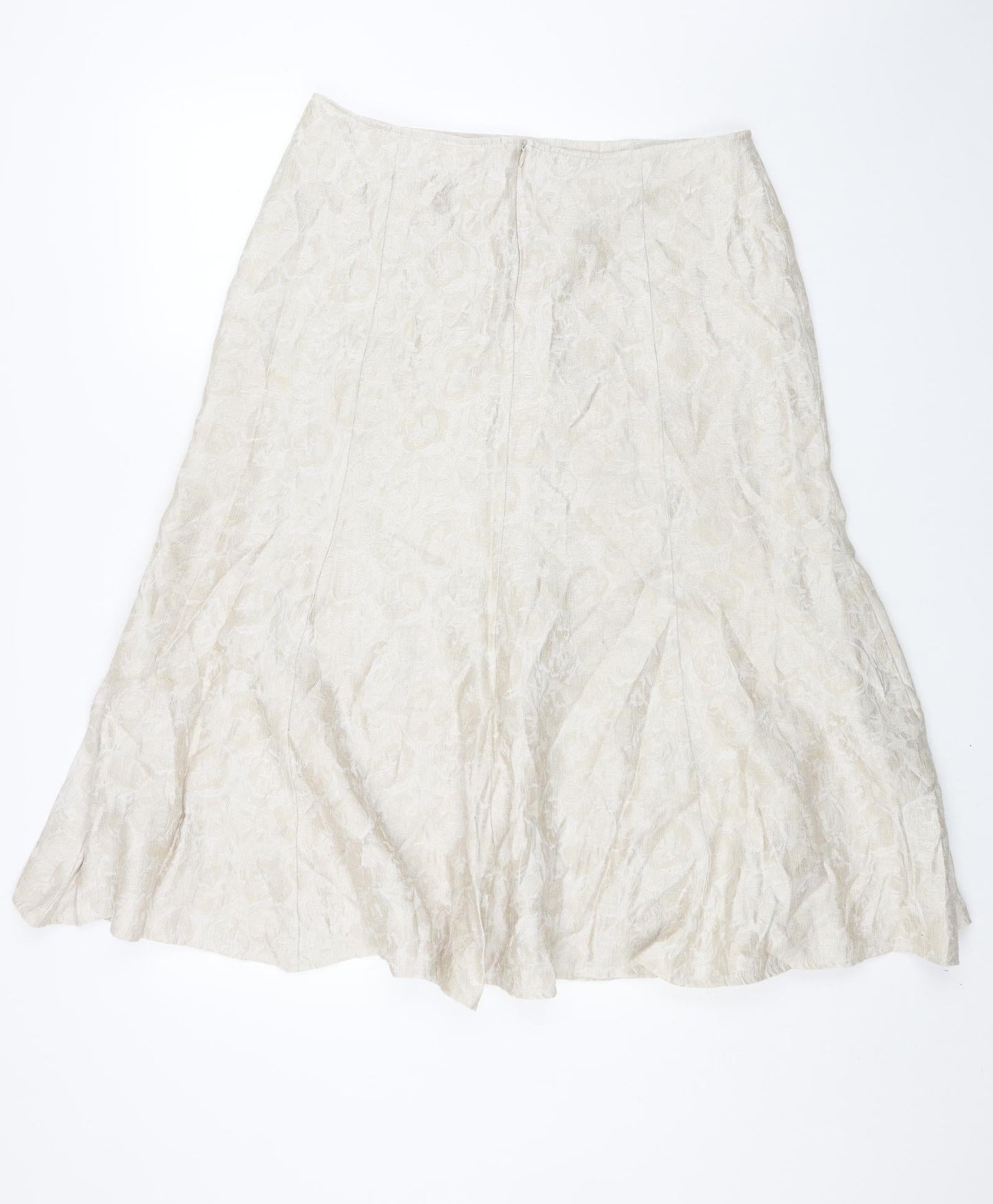 NASC Womens Beige Geometric Polyester Swing Skirt Size 16 Zip