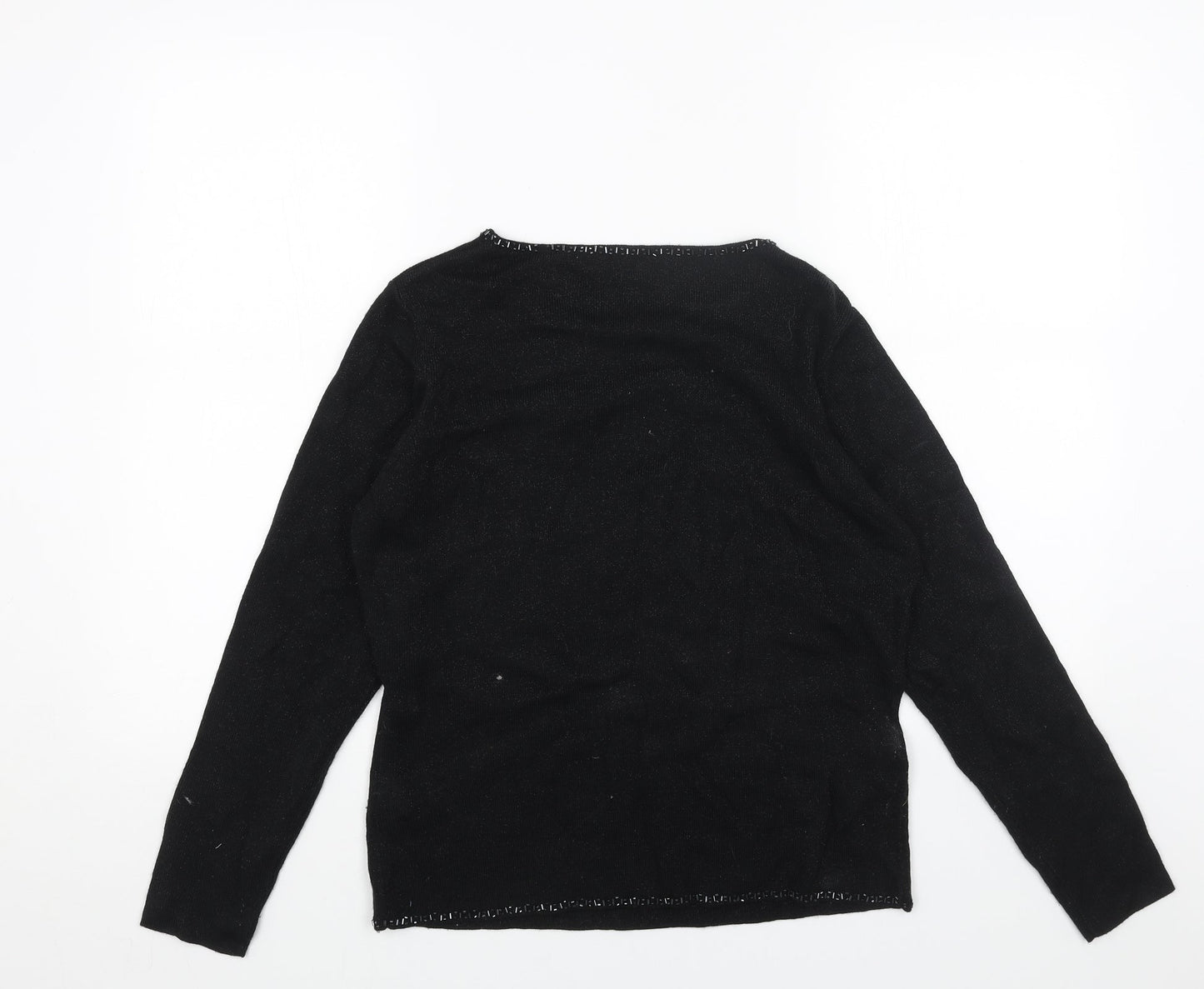 Marks and Spencer Womens Black Scoop Neck Acrylic Pullover Jumper Size 12