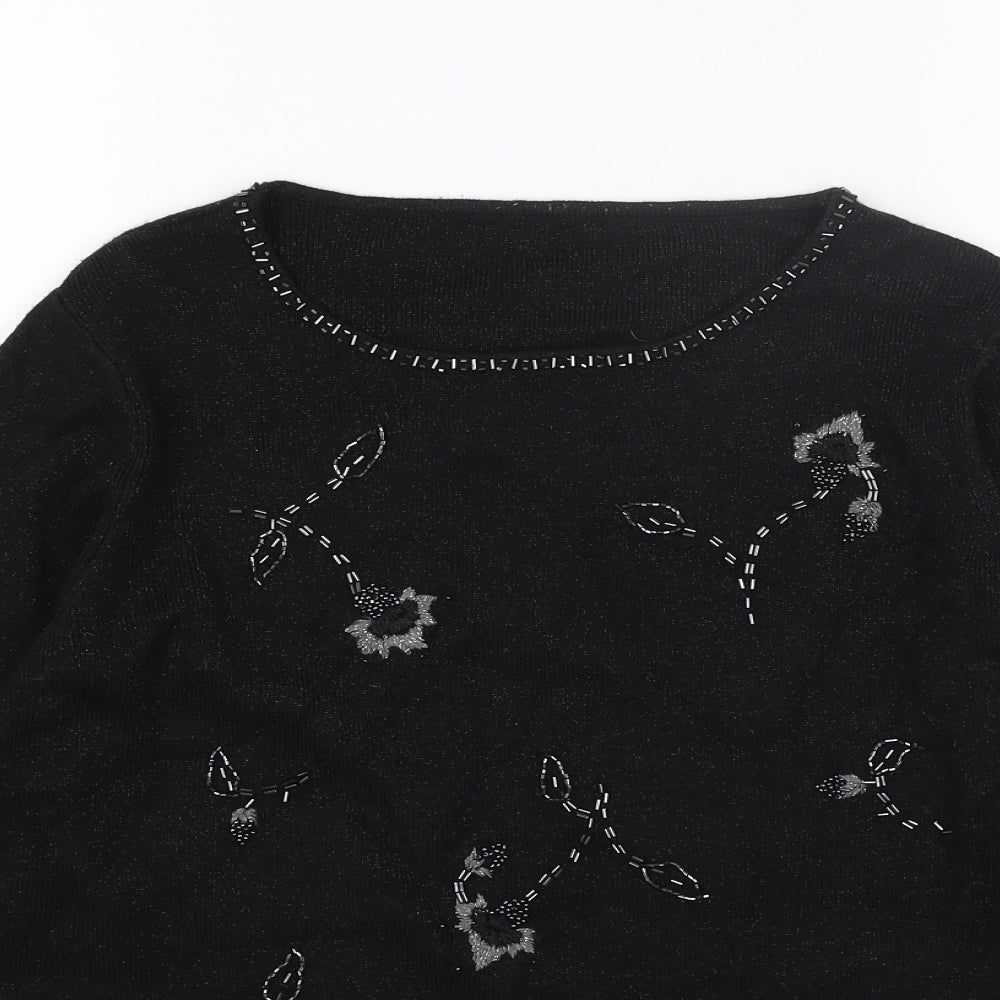 Marks and Spencer Womens Black Scoop Neck Acrylic Pullover Jumper Size 12
