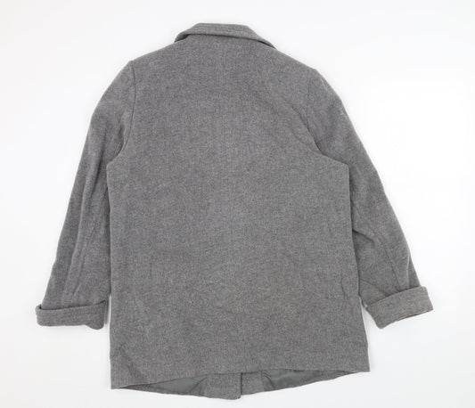 Marks and Spencer Womens Grey Pea Coat Coat Size 14 Button