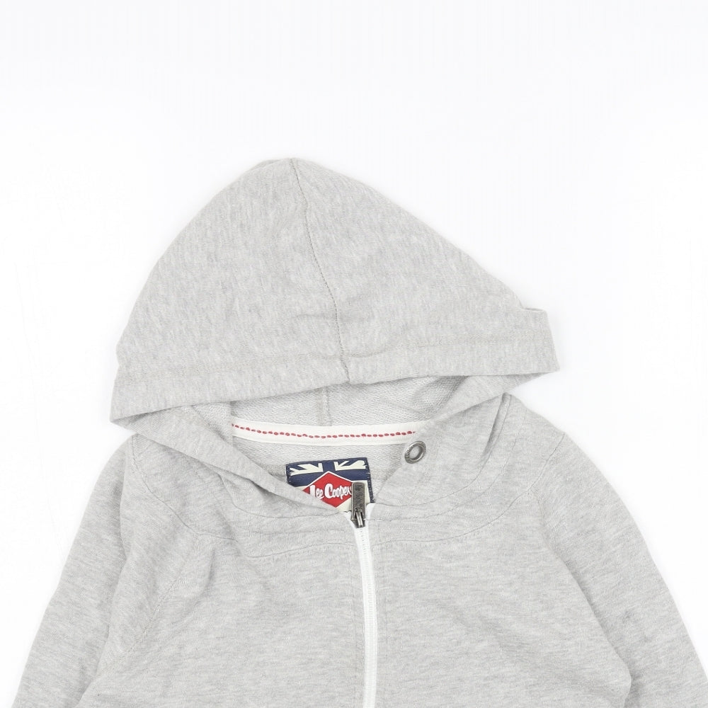 Lee Cooper Womens Grey Cotton Full Zip Hoodie Size 8 Zip - Pockets