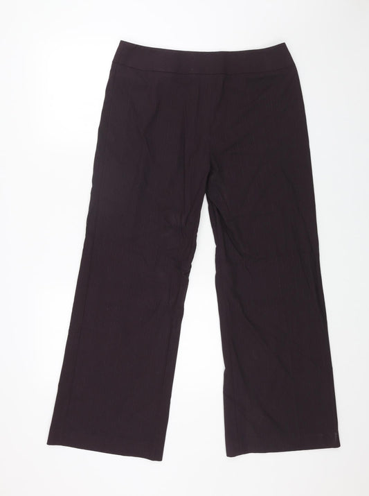 J.Taylor Womens Purple Striped Polyester Trousers Size 12 L28 in Regular Zip