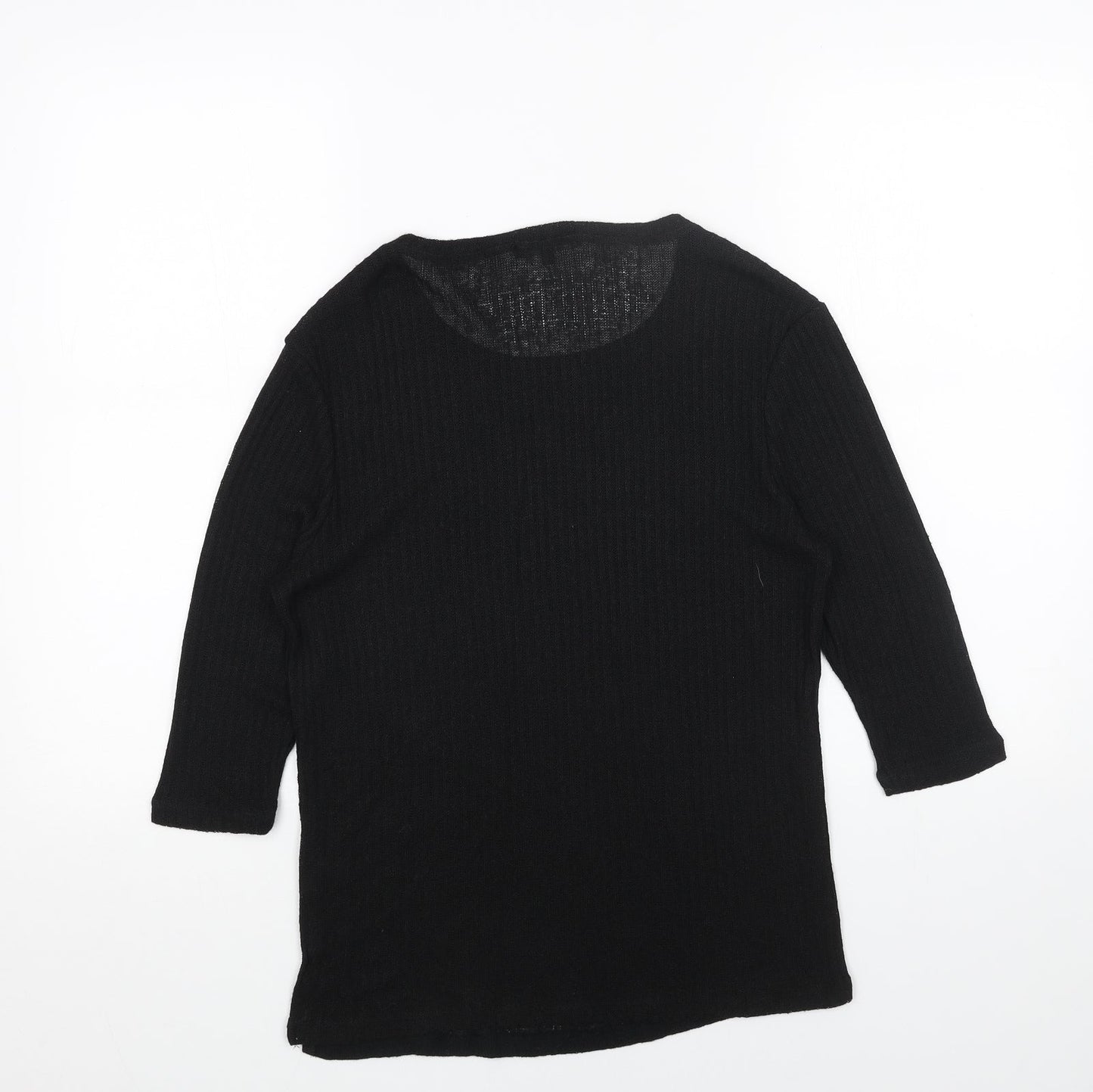 New Look Womens Black Scoop Neck Acrylic Pullover Jumper Size 10
