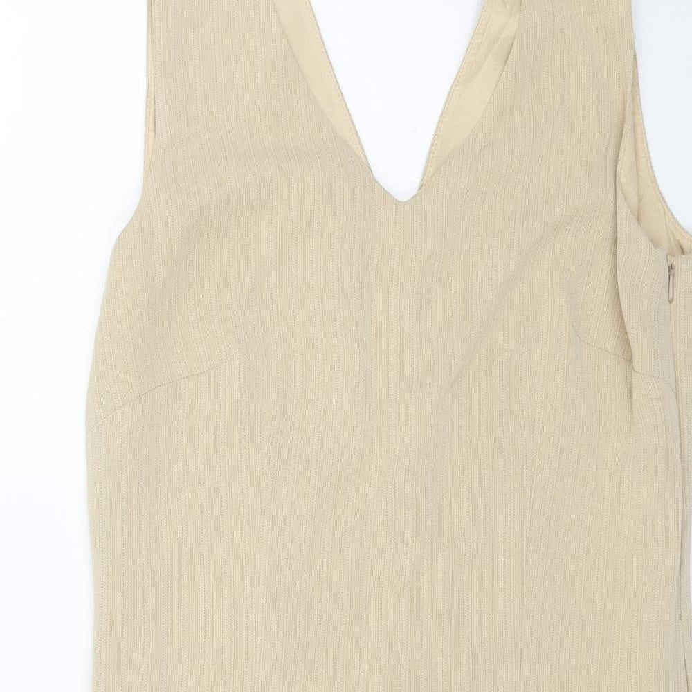 Betty Barclay Womens Beige Polyester Sheath Size 12 V-Neck Zip