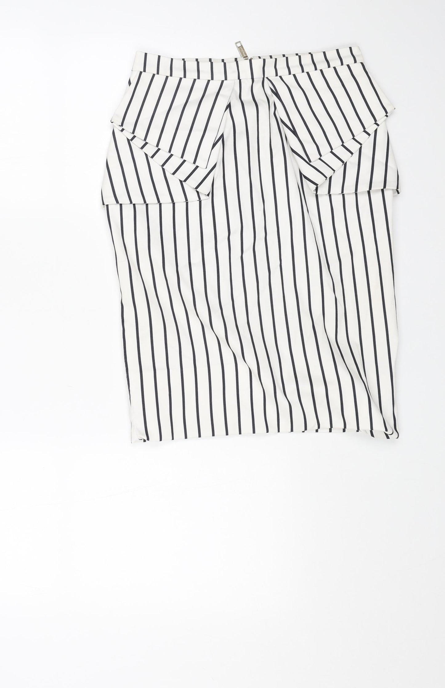River Island Womens White Striped Viscose Straight & Pencil Skirt Size 30 in Zip