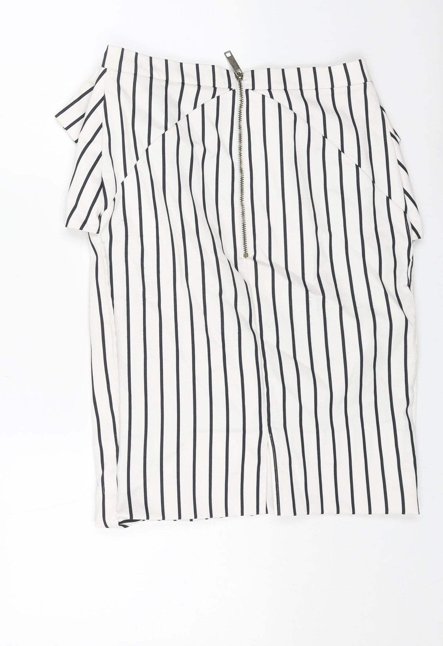 River Island Womens White Striped Viscose Straight & Pencil Skirt Size 30 in Zip