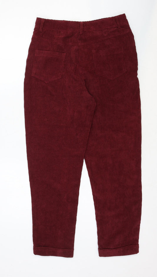 Preworn Womens Red Cotton Trousers Size 10 Regular Zip