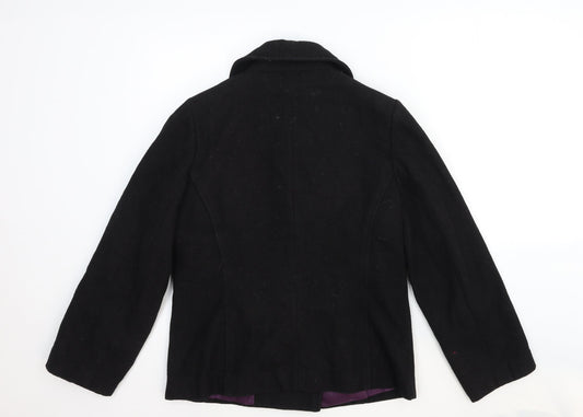 Savida Womens Black Pea Coat Coat Size 10 Button