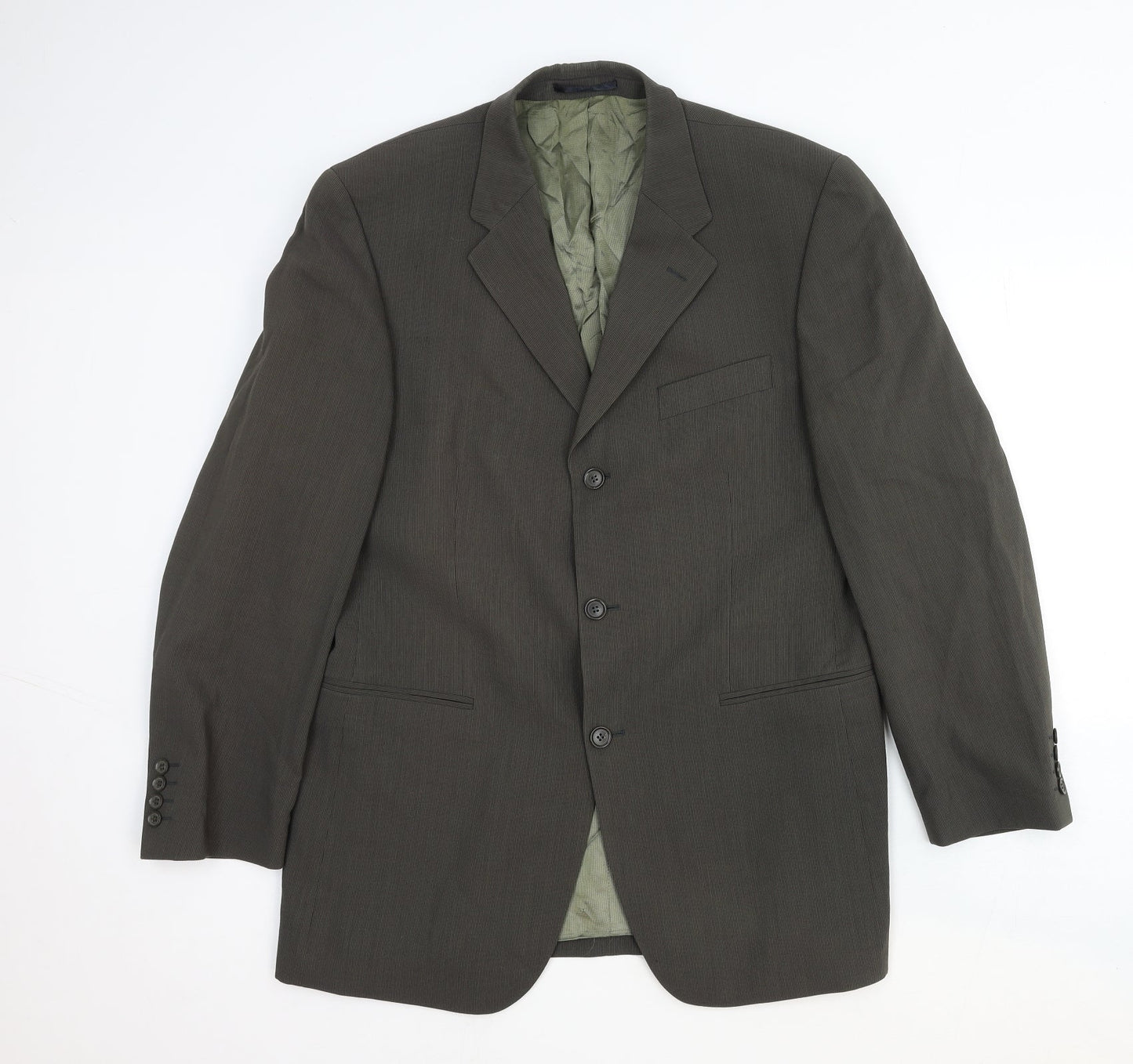 Van Kollem Mens Green Wool Jacket Suit Jacket Size 44 Regular