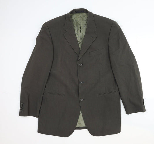 Van Kollem Mens Green Wool Jacket Suit Jacket Size 44 Regular
