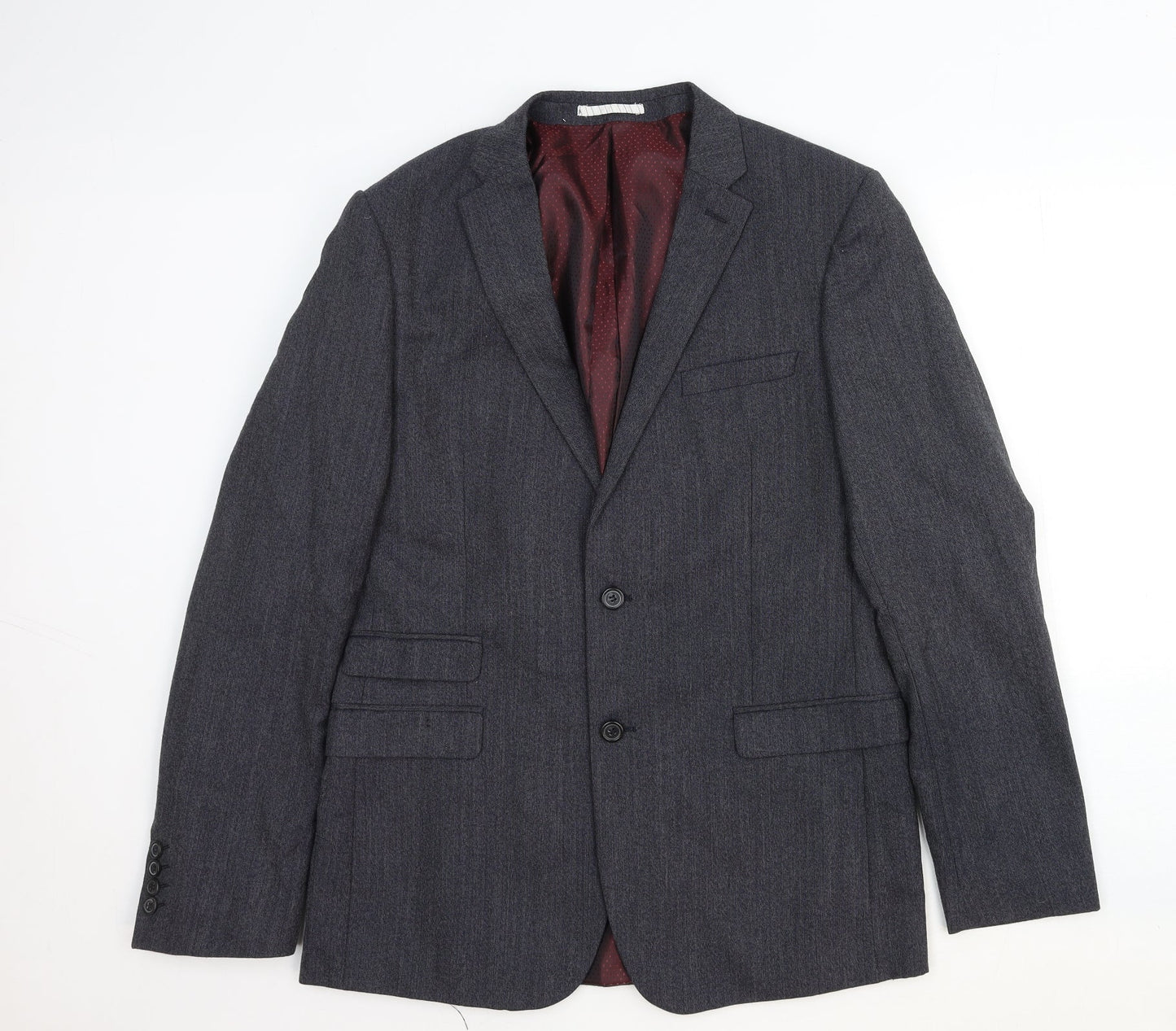One Six Five Mens Grey Wool Jacket Suit Jacket Size 40 Regular