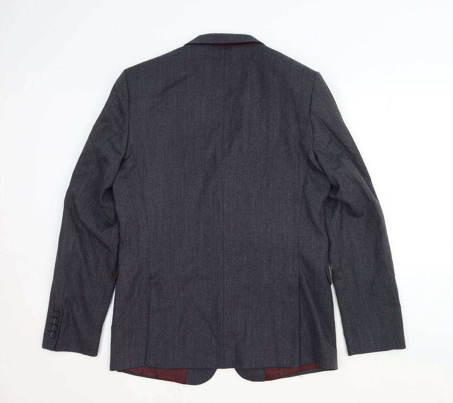One Six Five Mens Grey Wool Jacket Suit Jacket Size 40 Regular