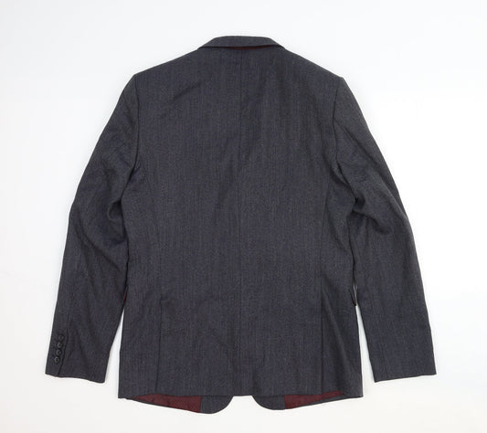 One Six Five Mens Grey Wool Jacket Suit Jacket Size 40 Regular