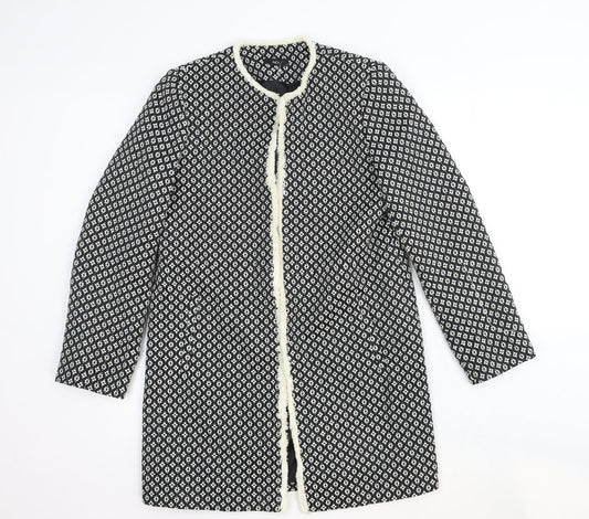 Marks and Spencer Womens Black Geometric Pea Coat Coat Size 8