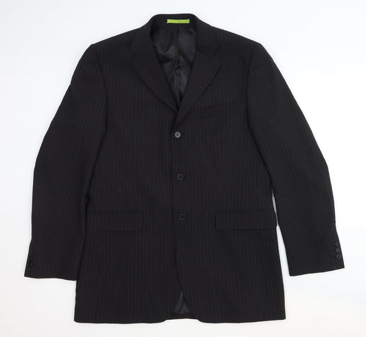 Burton Mens Grey Striped Wool Jacket Suit Jacket Size 40 Regular