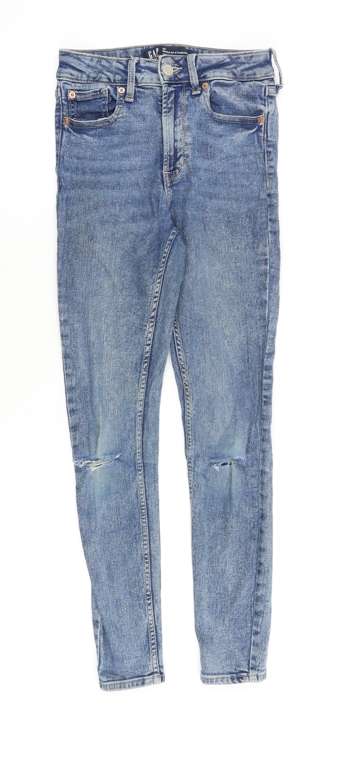 Gap Womens Blue Cotton Skinny Jeans Size 26 in Slim Zip