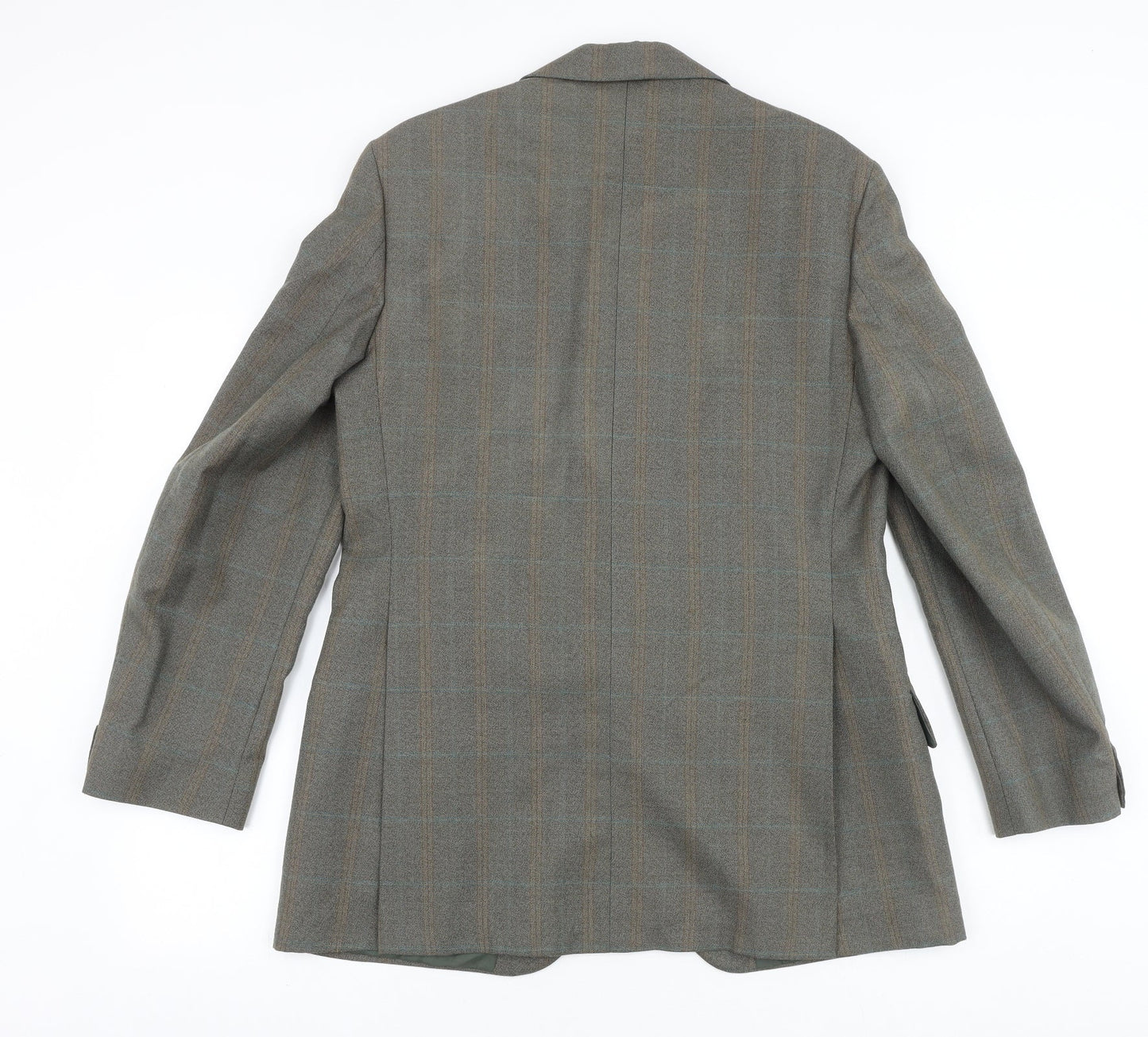 Grendale Mens Brown Plaid Polyester Jacket Suit Jacket Size 38 Regular