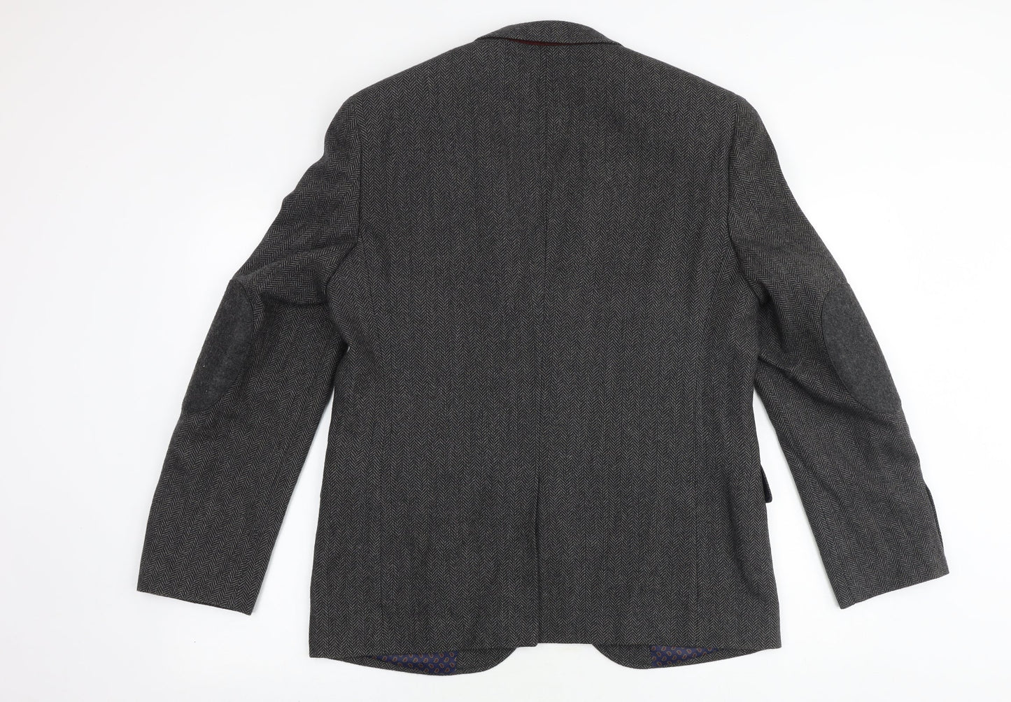 Boston Crew Mens Grey Herringbone Nylon Jacket Blazer Size 40 Regular