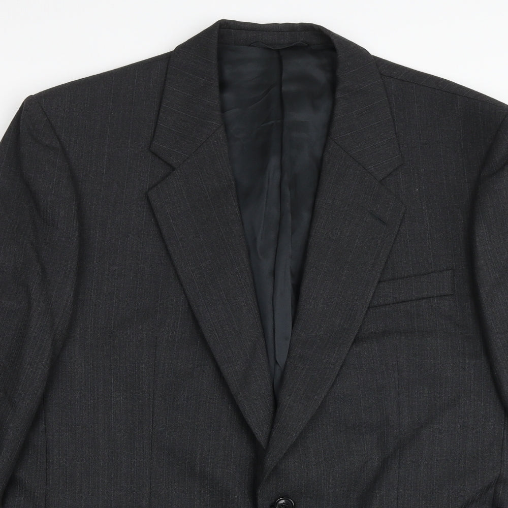 Hugo James Mens Grey Polyester Jacket Suit Jacket Size 42 Regular