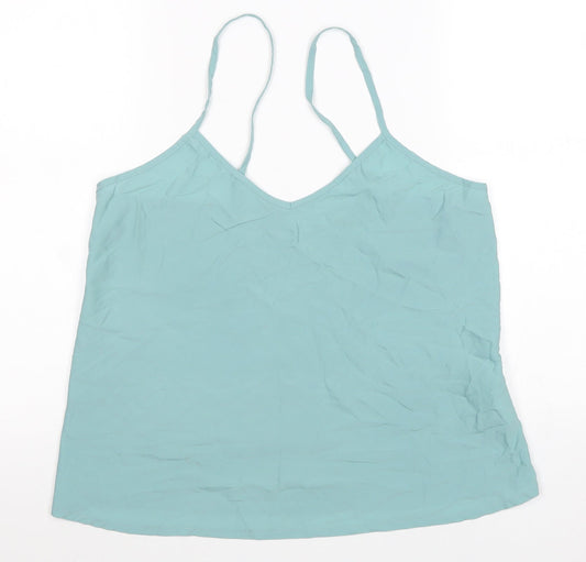 Linea Womens Blue Polyester Basic Tank Size M V-Neck
