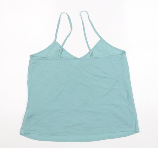 Linea Womens Blue Polyester Basic Tank Size M V-Neck