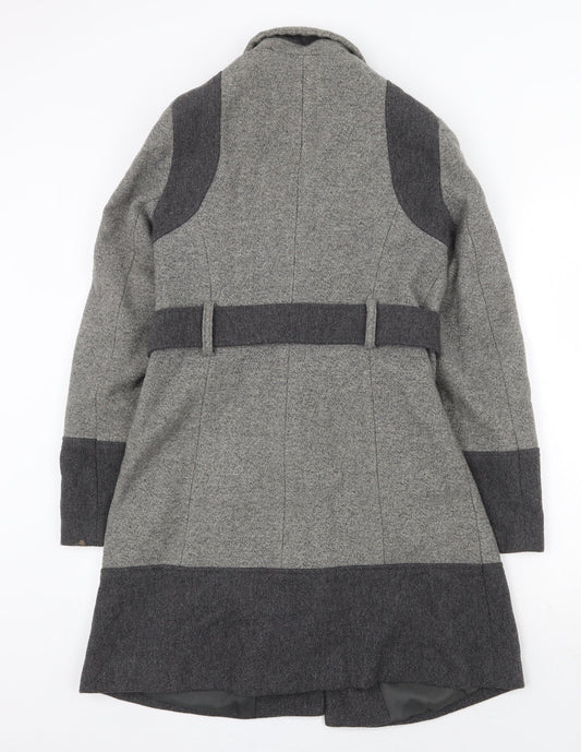 Debenhams Womens Grey Pea Coat Coat Size 10 Button