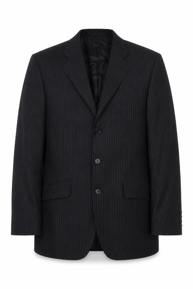 Marks and Spencer Mens Black Striped Wool Jacket Blazer Size 36 Regular