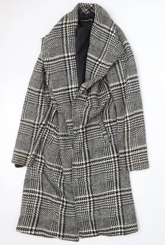 Parisian Womens Grey Plaid Overcoat Coat Size 6