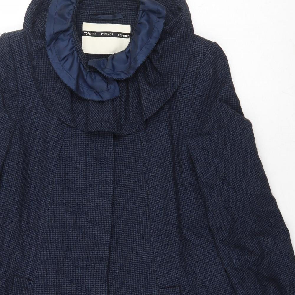 Topshop Womens Blue Overcoat Coat Size 12 Button