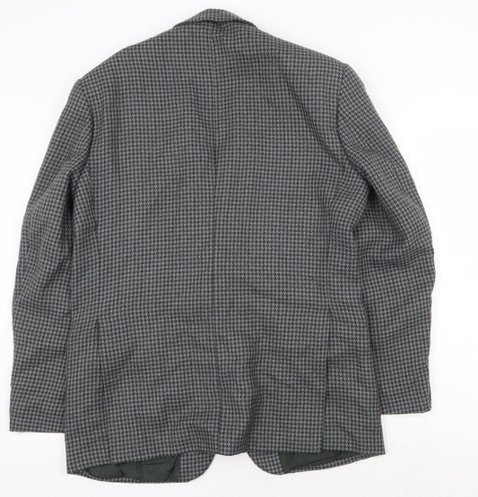 Hugo James Mens Grey Geometric Wool Jacket Blazer Size 40 Regular