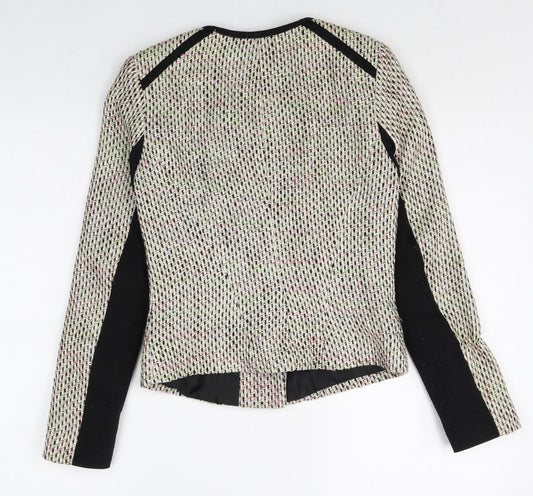 Atmosphere Womens Beige Geometric Biker Jacket Size 8 Zip