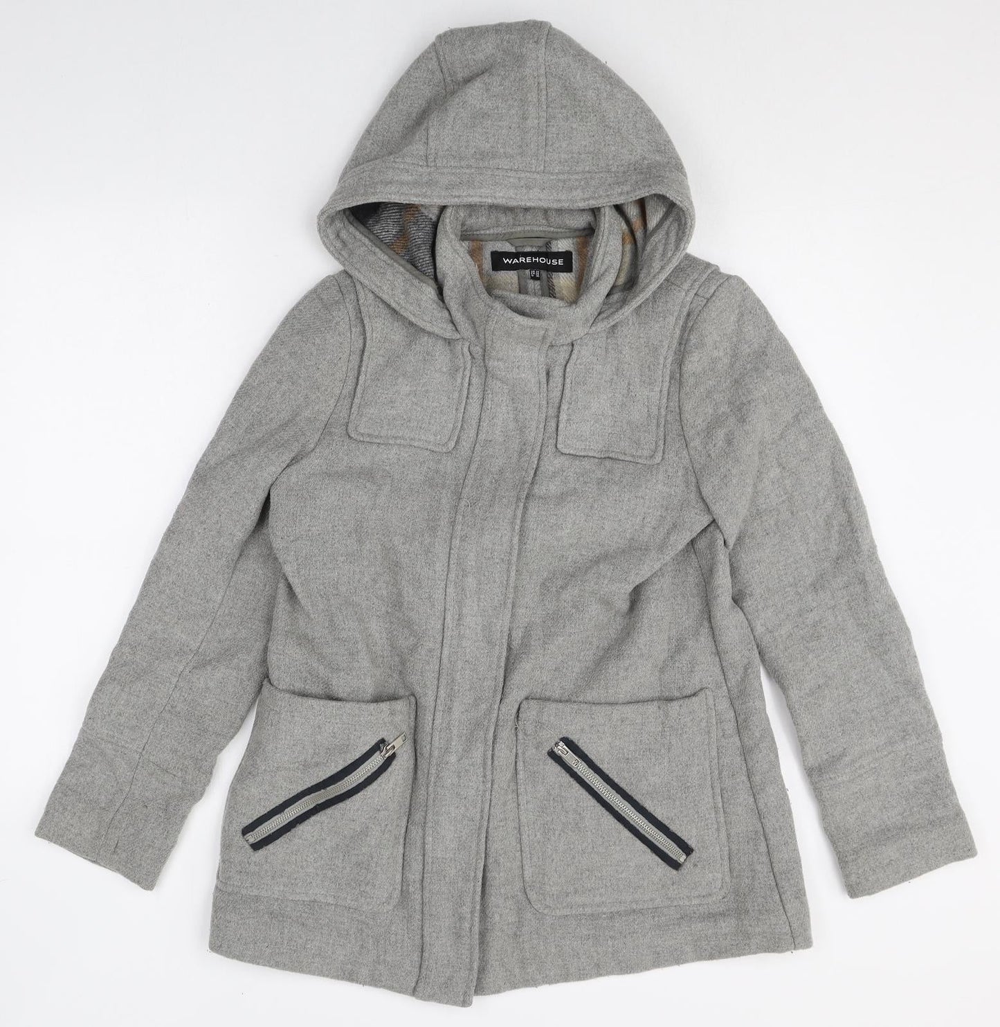 Warehouse Womens Grey Jacket Size 10 Zip