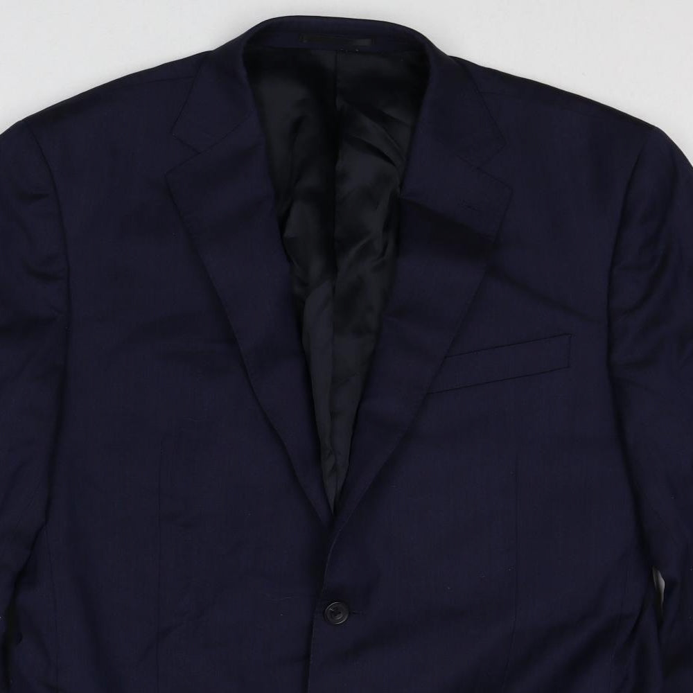T.M.JEWIN Mens Blue Wool Jacket Suit Jacket Size 42 Regular
