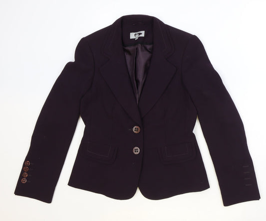 Preworn Womens Purple Polyester Jacket Blazer Size 10
