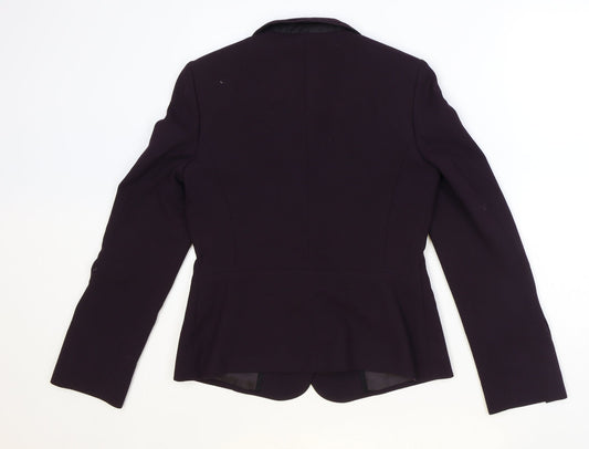 Preworn Womens Purple Polyester Jacket Blazer Size 10