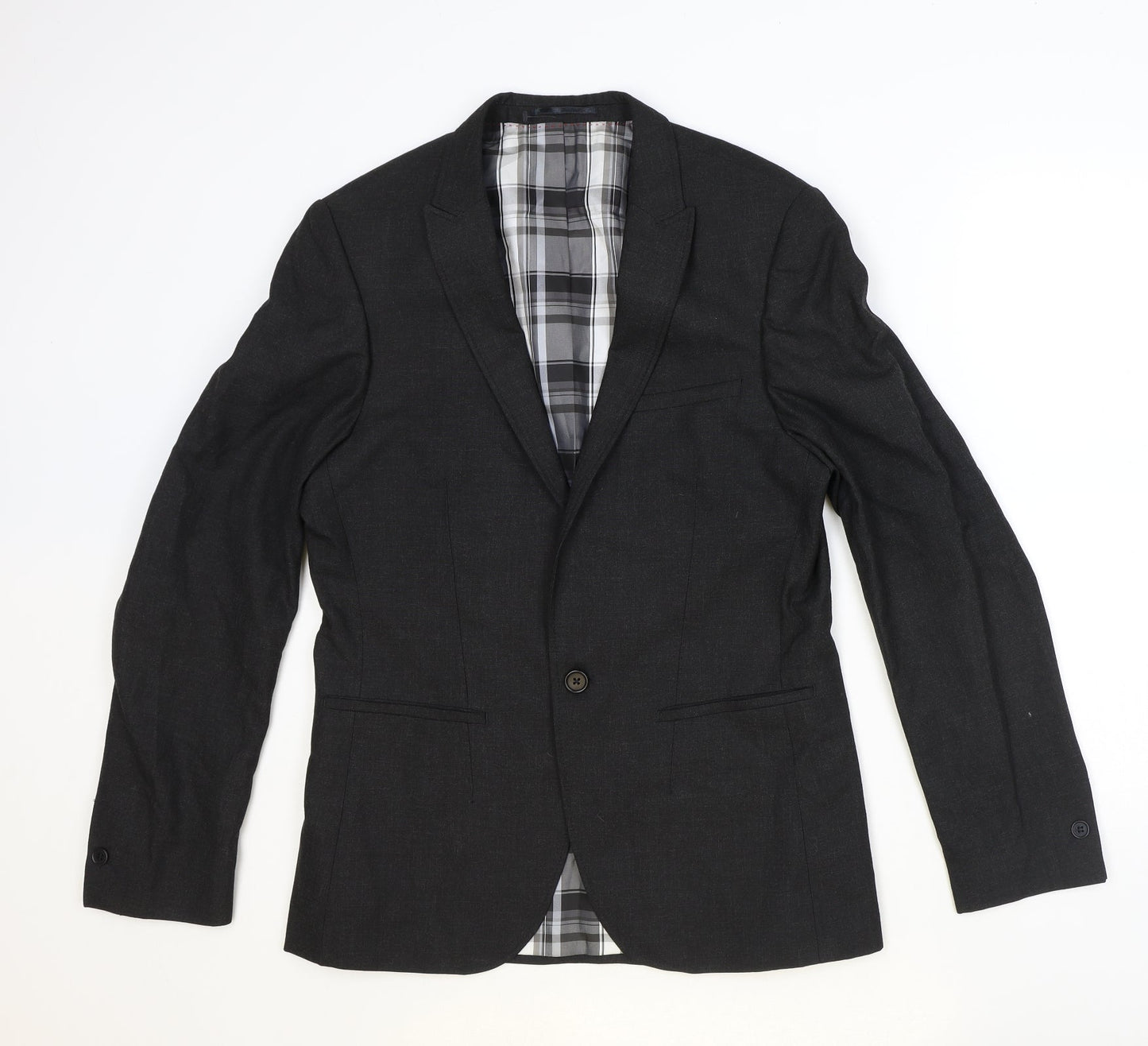 River Island Mens Grey Polyester Jacket Suit Jacket Size 40 Regular