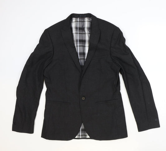 River Island Mens Grey Polyester Jacket Suit Jacket Size 40 Regular