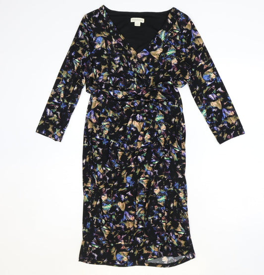 Monsoon Womens Multicoloured Geometric Polyester A-Line Size 8 V-Neck Pullover