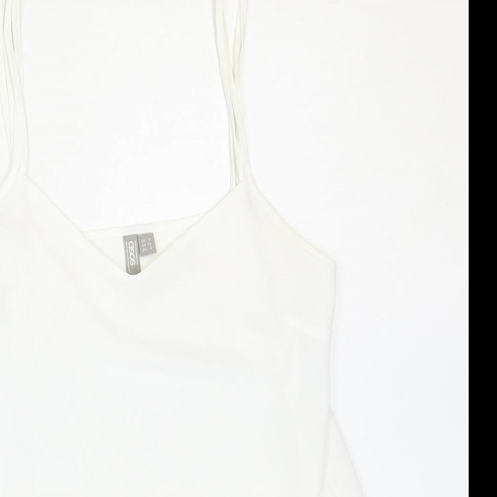 ASOS Womens Ivory Polyester Basic Tank Size 8 V-Neck