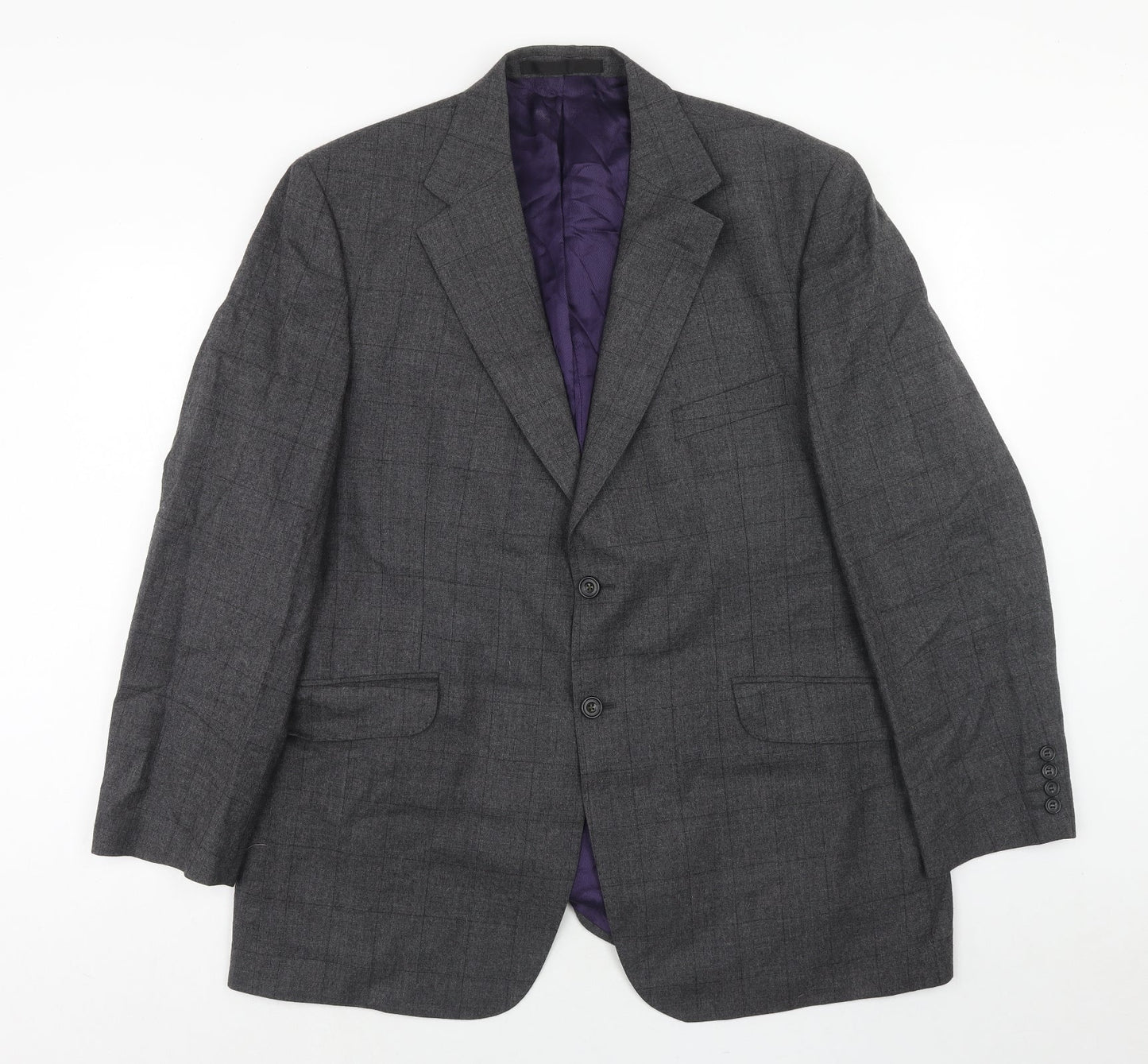 Marks and Spencer Mens Grey Check Wool Jacket Suit Jacket Size 44 Regular