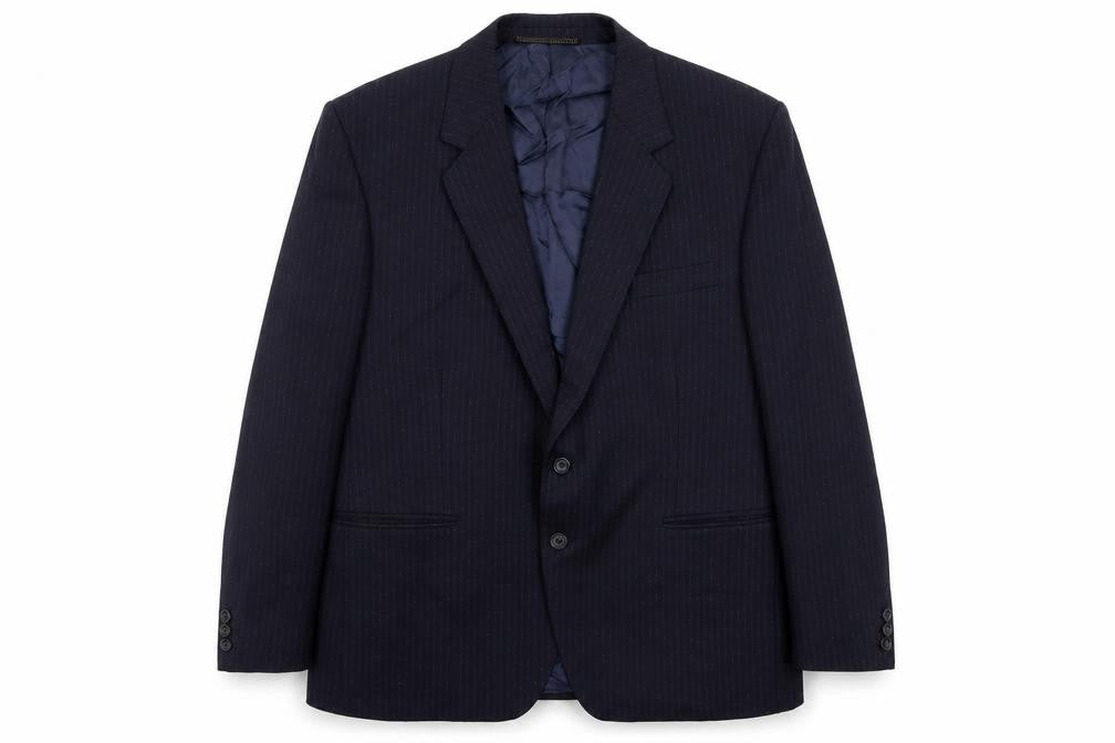 Manford Mens Blue Striped Wool Jacket Suit Jacket Size 42 Regular